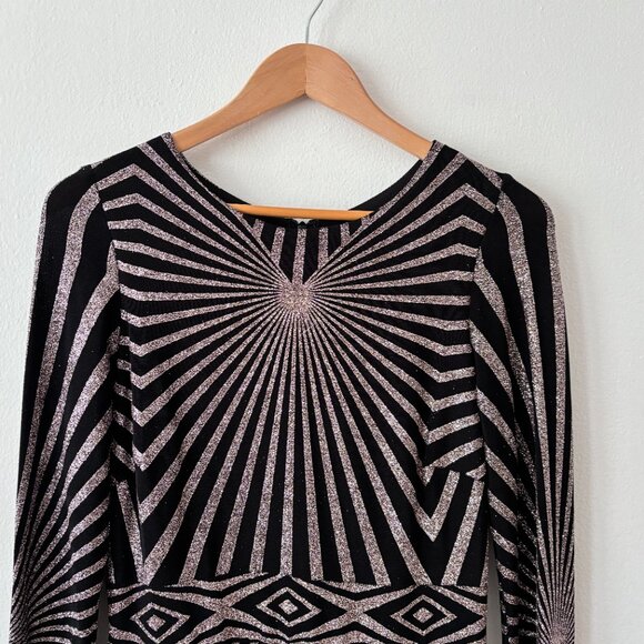 Betsy & Adam Long Sleeve Geo Slinky Glitter Maxi Dress - Picture 3 of 9